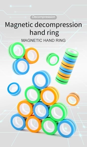 Magnetic fidget rings for stress relief in vibrant blue, green, and orange colors