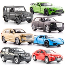 Detailed set of seven miniature alloy toy cars in various vibrant metallic colors