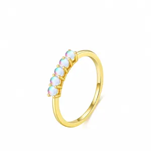 925 Sterling Silber Ring Mit Mondstein Irisierende Runde Steine Elegant Vergoldet Zarter Schmuck Für Frauen