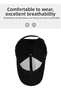 Détail intérieur d'une casquette noire en coton sergé respirant avec bandeau confort