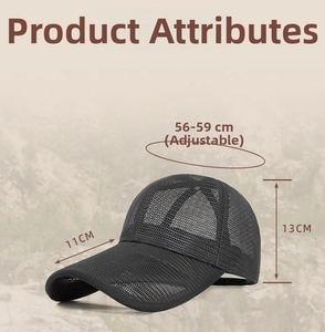 Verstellbare schwarze Mesh-Baseballkappe mit 11 cm langem Schirm und Atmungsaktivität
