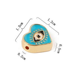 Perline cuore occhio blu con placcatura in oro per gioielli e braccialetti fai-da-te