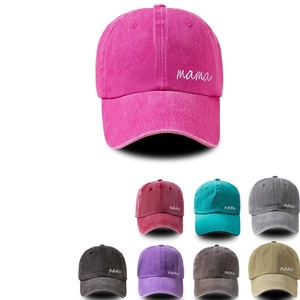 Baseball Cap Washed Cotton MAMA Embroidery Retro Distressed Dad Hat Adjustable Sun Shade Outdoor Sports Unisex