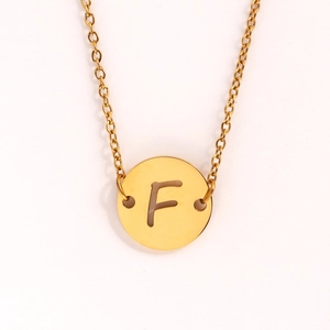 Collier élégant en acier inoxydable doré avec pendentif lettre F ajouré pour femmes et hommes