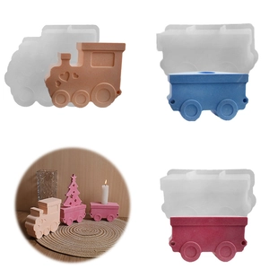 Locomotive Train Carriage Silicone Mold DIY Aromatherapy Candle Holder Plaster Ornament Star Heart Craft Tool