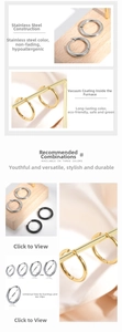 Detail view of round non-pierced hoop earrings in various sizes from 8mm to 16mm