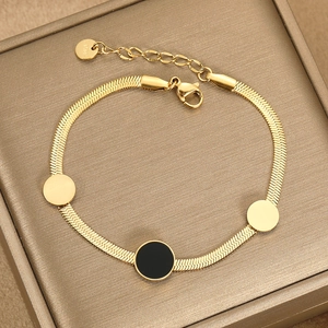 Vintage Gold Plated Stainless Steel Snake Chain Bracelet For Women Fashion Heart Butterfly Star Shell Inlay Jewelry