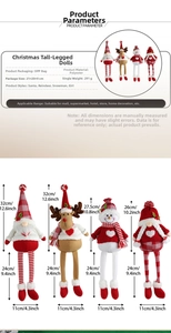 Close-up of Christmas gnome plush doll dimensions and polyester material specifications