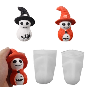 Moule En Silicone Fantôme Halloween Chapeau Sorcière Citrouille Araignée Pour Bougie Savon Résine Décoration