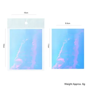 Adesivi per unghie Aurora laser con effetto olografico e dettagli sulle dimensioni