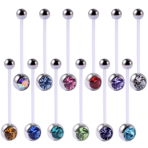 Belly Button Ring Flexible Acrylic Soft Bar Single Rhinestone Navel Piercing Long Bar For Pregnancy Maternity Bioflex Jewelry