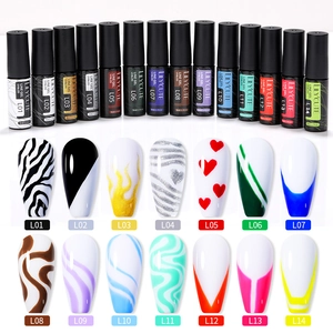 LILY'CUTE 14 colors UV/LED line gel set for nail art painting and precise drawing