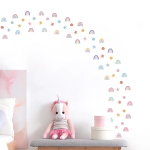Regenbogen und Sterne Wandaufkleber in Macaron-Farben für das Kinderzimmer Dekor
