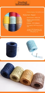 Detailed size specifications of 200m colorful raffia paper twine rolls for DIY crafts