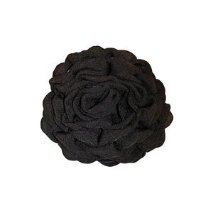 Elegant black fabric flower hair claw clip with vintage handmade rose petal design
