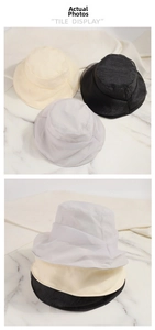 Detailed close-up showing pleated texture of breathable organza sun bucket hats for women