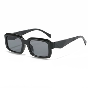 Classic black square sunglasses with thick frames and dark grey lenses for men and women