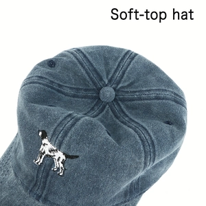 Casquette de baseball en denim délavé vintage avec broderie de dalmatien et design souple