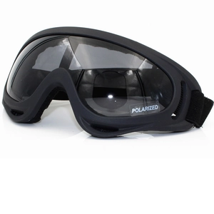 Polarized X400 tactical ski goggles with black matte frame and thick foam padding