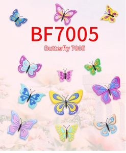 Detailed macro view of vibrant waterproof PVC 3D butterflies with diverse textures