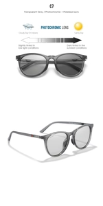 Polarized photochromic sports sunglasses with grey frame showing lens tint transition