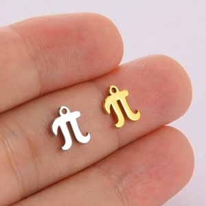 Minimalist 18K gold and silver stainless steel Pi symbol pendants for DIY jewelry making