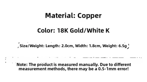 Detailed size chart for minimalist copper hoop earrings with 18K gold plating specifications