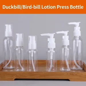 Clear PET Plastic Lotion Pump Bottles Travel Refillable Dispensing Containers With Safety Lock For Shampoo Toiletry