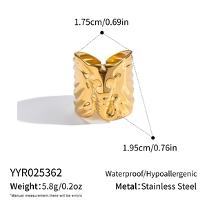 Detailed close-up showing the size specifications and texture of gold elephant ring