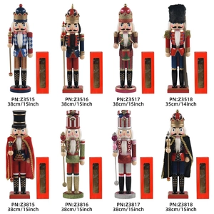 Classic wooden nutcracker soldier set with 38cm tall king and drummer figurines