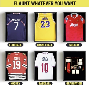 Detail of the high-quality black shadow box frame designed for jersey display and protection