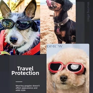 Detail showing adjustable headbands and windproof frames on heart-shaped pet goggles