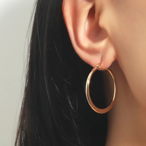Women Stainless Steel Hoop Earrings Large Round Circle Exaggerated Polished Fashion Jewelry Punk Hip Hop Style Accessory