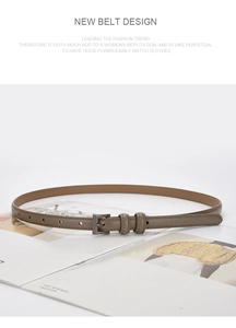 Minimalist taupe leather belt for women featuring a sleek metal square buckle detail