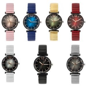 Detailed overview of women's quartz watches with colorful elastic alloy spring bands