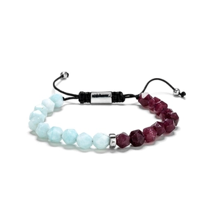 Bracelet perlé en turquoise blanche et agate avec cordon tressé noir réglable