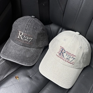 Retro Distressed Washed Cotton Baseball Cap With Letter Embroidery Adjustable Soft Top Peaked Sun Hat Unisex Casual