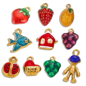 Stainless Steel Charms Pendants 3D Enamel Drip Oil Astronaut Strawberry Fruit Animal For DIY Jewelry Making Jewelry Findings
