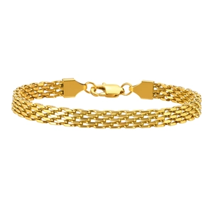 Minimalist 18K gold mesh woven stainless steel chain bracelet with a lobster clasp