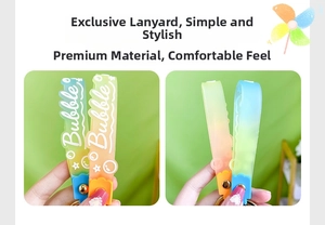 Detail of gradient silicone straps with Bubble text and gold metal rivet attachment