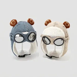Kinder Winter Uschanka Fliegermütze Mit Brille Fleece Gefüttert Warme Ohrenschützer Mütze Für Jungen Mädchen Winddichte Kappe