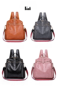 Multiple colors of large capacity backpacks in orange, grey, black, and pink options