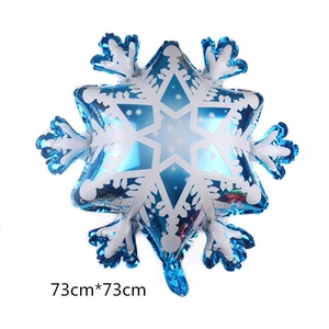 Blue and white gradient snowflake shaped foil balloon for winter party decor 73x73cm