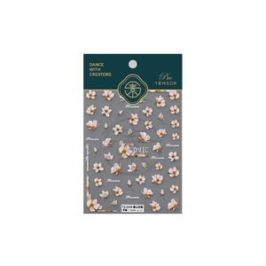 3D embossed floral nail stickers TS-3056 with cherry blossoms and Flowers lettering