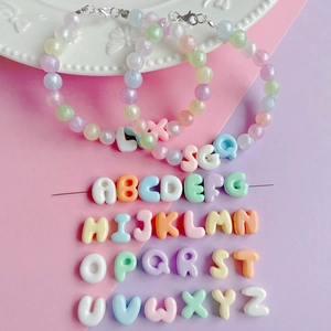 DIY colorful resin alphabet beads with horizontal holes for jewelry making projects
