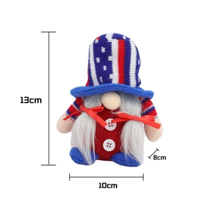 USA Flag Patriotic Gnome Plush 13x10x8cm Dimension Display On White Background
