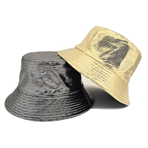 Shiny Metallic Bucket Hat Women Reflective Grid Laser Party Disco Stage Hat Reversible Sunshade Fashion Retro