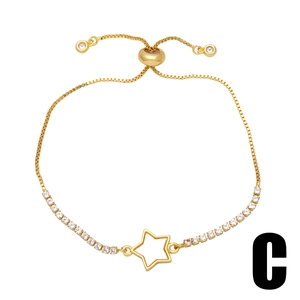 Bracelet étoile doré ajustable avec zircone et chaîne maille miroir élégante