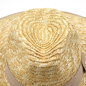 French retro wide brim straw sun hat with brown ribbon for summer travel and vacation