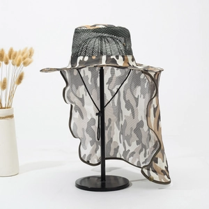 Camouflage Outdoor Sonnenhut Mit Nackenschutz Breite Krempe Atmungsaktives Mesh Fischerhut Wandermütze Für Herren
